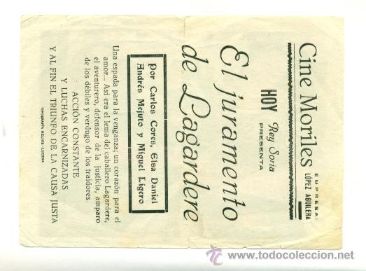 Cine: JURAMENTO DE LAGARDERE  - PROGRAMA ORIGINAL CON PUBLICIDAD - - Foto 2