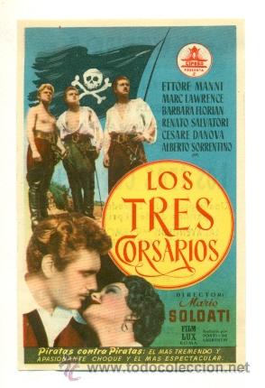 Cine: TRES CORSARIOS  - PROGRAMA ORIGINAL CON PUBLICIDAD - - Foto 1