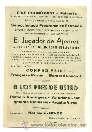 Cine: JUGADOR DE AJEDREZ - PROGRAMA ORIGINAL  CON PUBLICIDAD - IMPECABLE - Foto 2