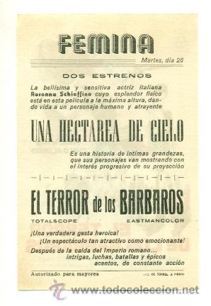 Cine: TERROR DE LOS BARBAROS  - PROGRAMA ORIGINAL CON PUBLICIDAD - IMPECABLE - Foto 2
