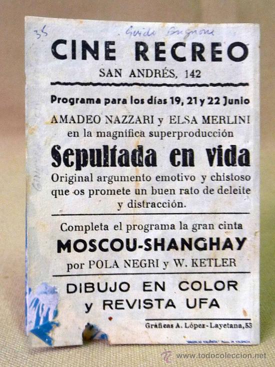 Cine: PROGRAMA DE CINE, SEPULTADA EN VIDA, ELSA MERLINI, ORIGINAL - Foto 4