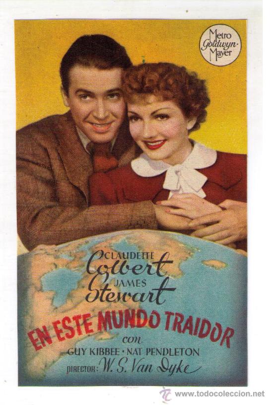 Kino: ANTIGUO FOLLETO DE MANO - EN ESTE MUNDO TRAIDOR - CLAUDETTE COLBERT - A&Ntilde;O 1.939