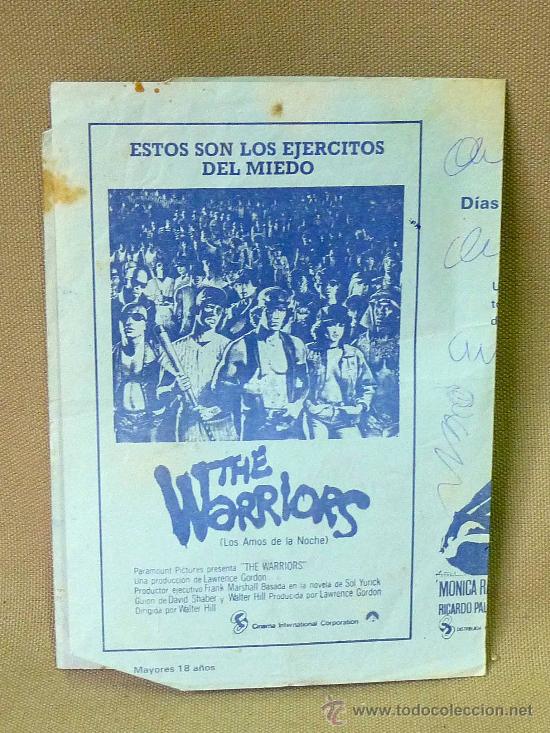 Cine: PROGRAMA DE CINE, THE WARRIORS, MAS ALLA DEL DESEO,1980 , ORIGINAL