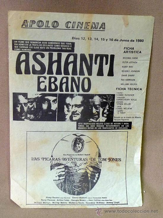 Foglietti di film di film antichi di cinema: PROGRAMA DE CINE, ASHANTI EBANO, 1980, MICHAEL CAINE