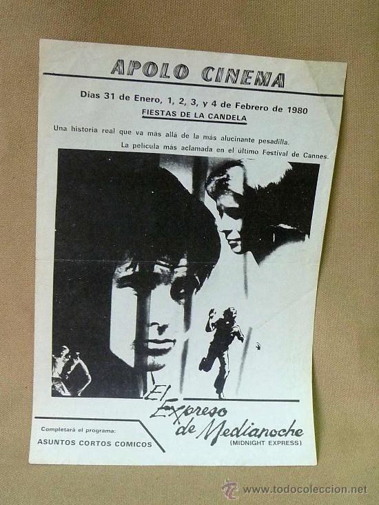 Foglietti di film di film antichi di cinema: PROGRAMA DE CINE, EL EXPRESO DE MEDIA NOCHE, 1980