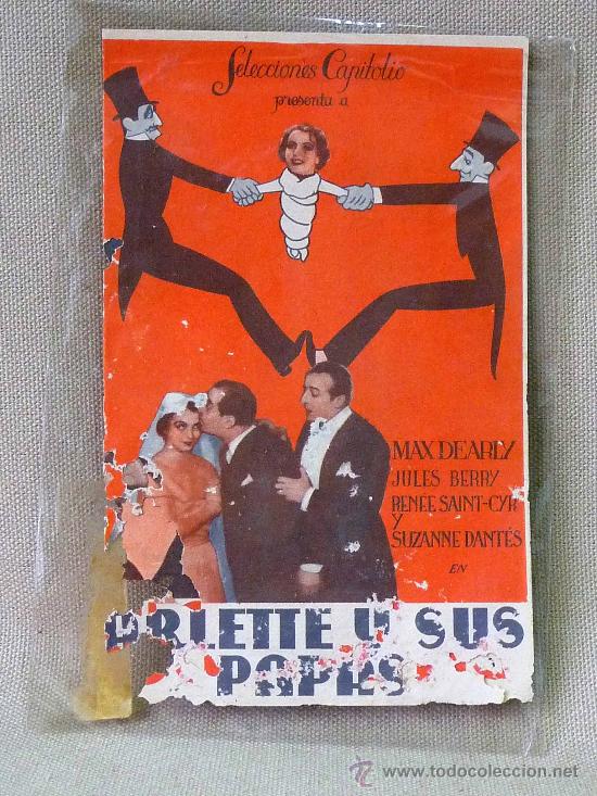 Cine: PROGRAMA DE CINE DOBLE, ORIGINAL, ARLETTE Y SUS PAPAS, MAX DEARLY, 1935 - Foto 1