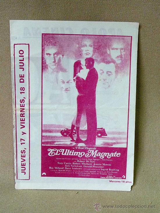 Cine: PROGRAMA DE CINE, EL ULTIMO MAGNATE, ACERO, 1980, - Foto 1