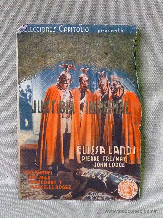 Foglietti di film di film antichi di cinema: PROGRAMA DE CINE DOBLE, ORIGINAL, SIN PUBLICIDAD, JUSTICIA IMPERIAL, ELISSA LANDI