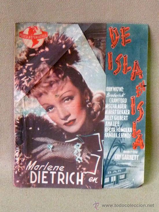 Cine: PROGRAMA DE CINE, ORIGINAL, DE ISLA EN ISLA, MARLENE DIETRICH