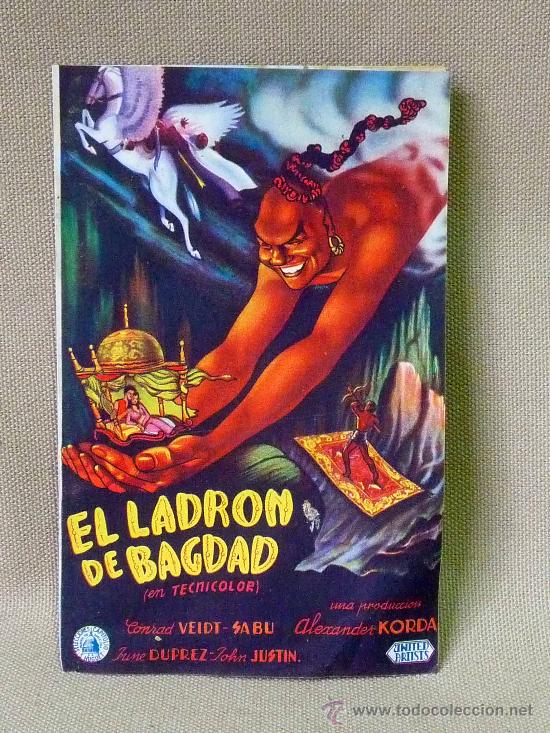 Folhetos de m&atilde;o de filmes antigos de cinema: PROGRAMA DE CINE, ORIGINAL, EL LADRON DE BAGDAD, VIEDT-SABU