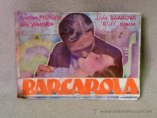 Foglietti di film di film antichi di cinema: PROGRAMA DE CINE, ORIGINAL, BARCAROLA, 1936, WAGNER