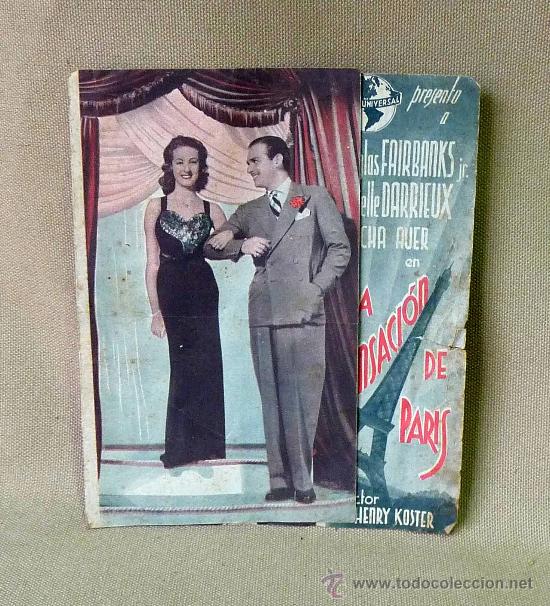 Foglietti di film di film antichi di cinema: PROGRAMA DE TEATRO, LA SENSACION DE PARIS