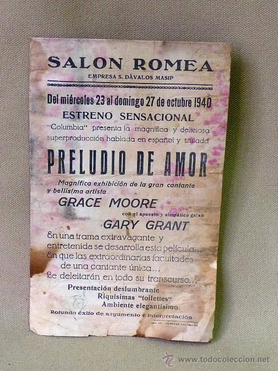 Cine: PROGRAMA DE CINE, ORIGINAL, PRELUDIO DE AMOR, 1940, GRACE MOORE, GARY GRANT - Foto 3