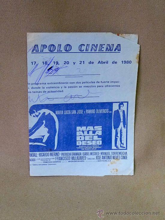 Cine: PROGRAMA DE CINE, THE WARRIORS, MAS ALLA DEL DESEO,1980 , ORIGINAL - Foto 2