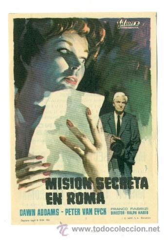 Cine: MISION SECRETA EN ROMA - PROGRAMA ORIGINAL CON PUBLICIDAD - IMPECABLE - Foto 1