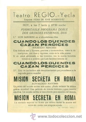 Cine: MISION SECRETA EN ROMA - PROGRAMA ORIGINAL CON PUBLICIDAD - IMPECABLE - Foto 2