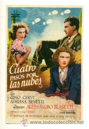 Cine: CUATRO PASOS POR LAS NUBES - PROGRAMA ORIGINAL CON  PUBLICIDAD - IMPECABLE - Foto 1