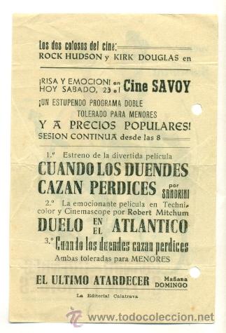 Cine: CUANDO LOS DUENDES CAZAN PERDICES  - PROGRAMA ORIGINAL CON  PUBLICIDAD - - Foto 2