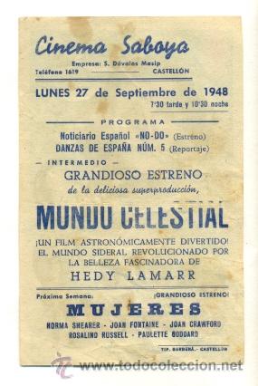 Cine: MUNDO CELESTIAL - PROGRAMA ORIGINAL CON PUBLICIDAD - - Foto 2