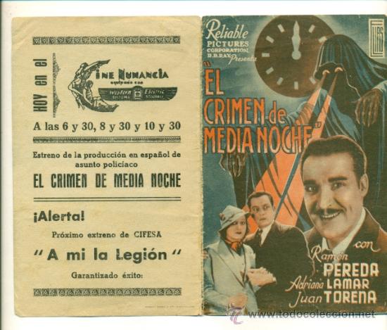 Cine: CRIMEN DE MEDIANOCHE  - PROGRAMA ORIGINAL CON PUBLICIDAD - - Foto 1