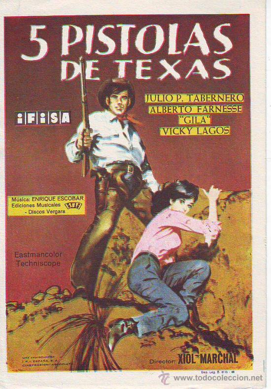 Flyers Publicitaires de Films Anciens: 5 PISTOLAS DE TEXAS