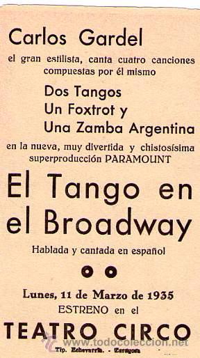 Cine: EL TANGO EN BROADWAY   TEATRO CIRCO DE ZARAGOZA - Foto 2