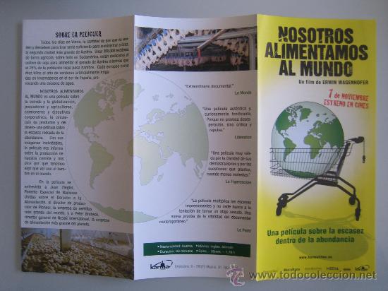 Folhetos de m&atilde;o de filmes antigos de cinema: Folleto de mano triple del estreno - nosotros alimentamos al mundo