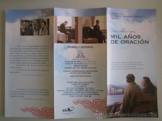 Folhetos de m&atilde;o de filmes antigos de cinema: Folleto de mano triple del estreno - mil a&ntilde;os de oracion