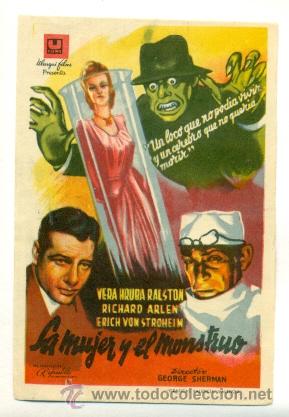 Cine: MUJER Y EL MONSTRUO - PROGRAMA ORIGINAL SIN  PUBLICIDAD - - Foto 1