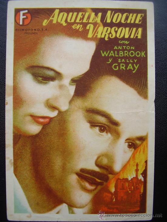 Folhetos de m&atilde;o de filmes antigos de cinema: AQUELLA NOCHE EN VARSOVIA