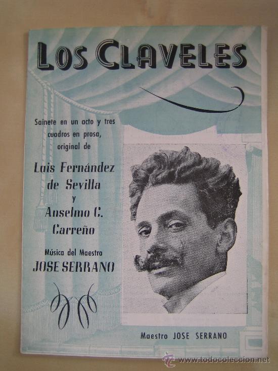 Folhetos de m&atilde;o de filmes antigos de cinema: Folleto de mano de zarzuela - los claveles