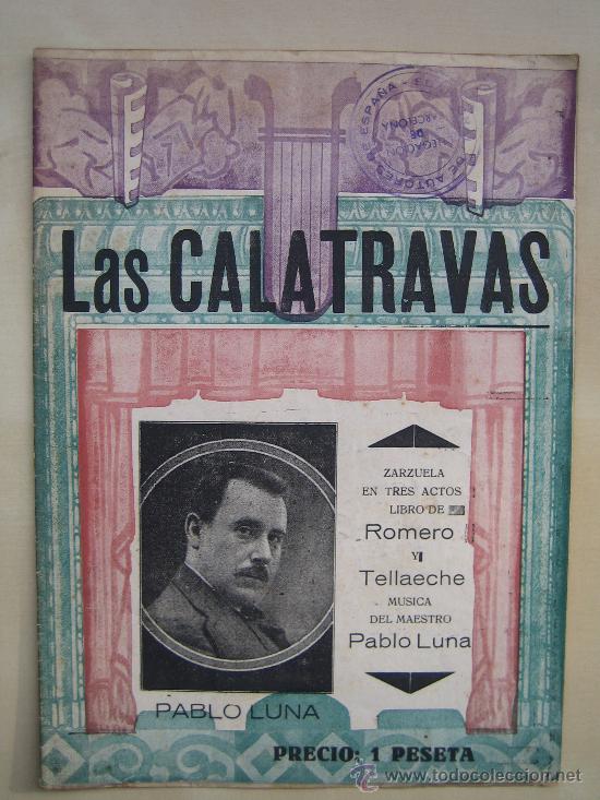 Folhetos de m&atilde;o de filmes antigos de cinema: Folleto de mano de zarzuela - las calatravas