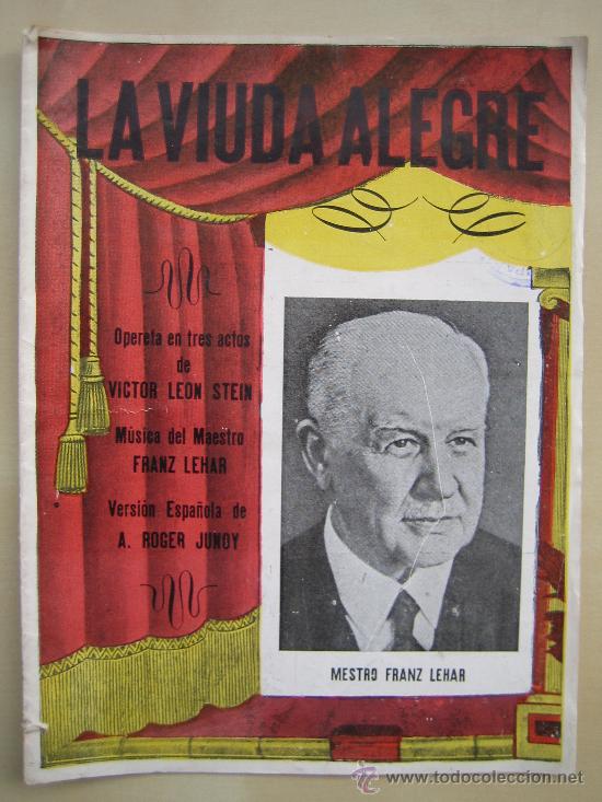 Folhetos de m&atilde;o de filmes antigos de cinema: Folleto de mano de zarzuela - la viuda alegre