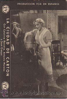 Folhetos de m&atilde;o de filmes antigos de cinema: LA CIUDAD DE CARTON - Teatro Circo de Orihuela (Alicante) - Director: Louis King - Actores: Catalina
