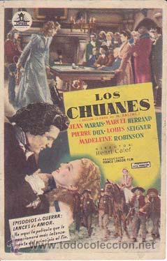 Folhetos de m&atilde;o de filmes antigos de cinema: LOS CHUANES - Mediterr&aacute;neo Cinema - Director: Henri Calef - Actores: Jean Marais, Marcel Herrand, Pi