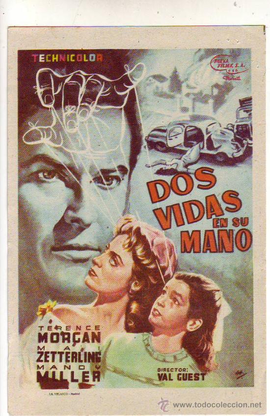 Folhetos de m&atilde;o de filmes antigos de cinema: dos vidas en su mano
