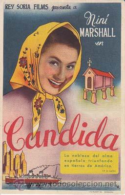 Folhetos de m&atilde;o de filmes antigos de cinema: CANDIDA - Patio de Verano del Cinema Proyecciones de Ciudad Real - Director: Luis Bay&oacute;n Herrera - Ac