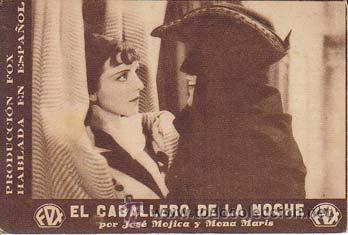 Folhetos de m&atilde;o de filmes antigos de cinema: EL CABALLERO DE LA NOCHE - Teatro Circo de Orihuela (Alicante) - Director: James Tinling - Actores: