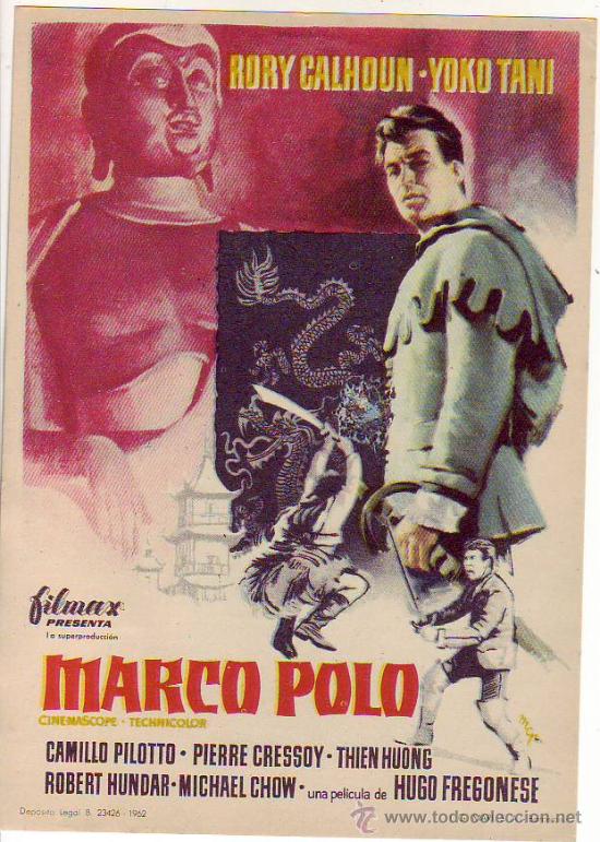 Folhetos de m&atilde;o de filmes antigos de cinema: marco polo