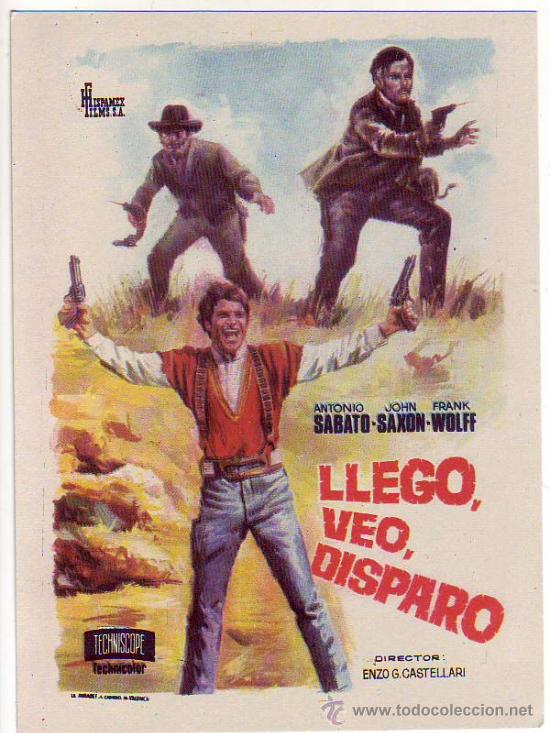 Folhetos de m&atilde;o de filmes antigos de cinema: llego, veo, disparo