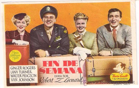 Folhetos de m&atilde;o de filmes antigos de cinema: FIN DE SEMANA