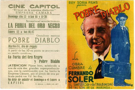 Cine: PROGRAMA CINE DOBLE - POBRE DIABLO - FERNANDO SOLER - Cine Capitol - Foto 2