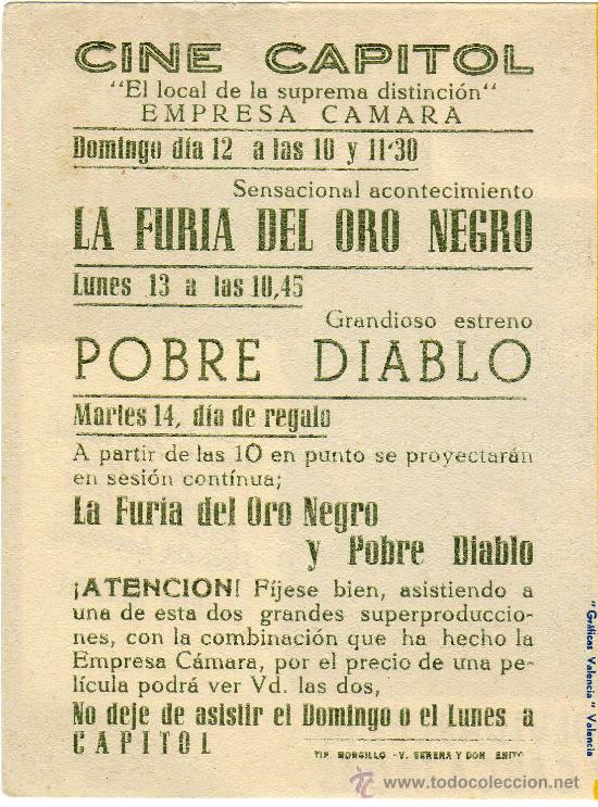 Cine: PROGRAMA CINE DOBLE - POBRE DIABLO - FERNANDO SOLER - Cine Capitol - Foto 3