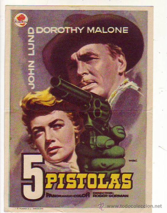 Folhetos de m&atilde;o de filmes antigos de cinema: 5 pistolas