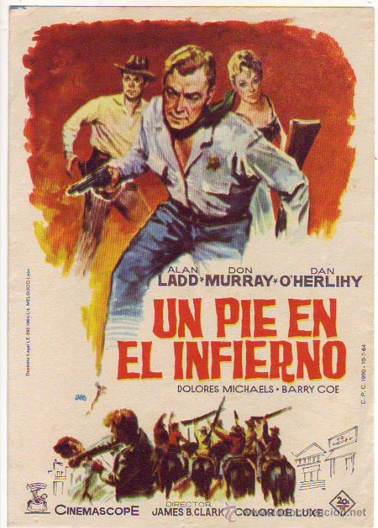 Folhetos de m&atilde;o de filmes antigos de cinema: un pie en el infierno