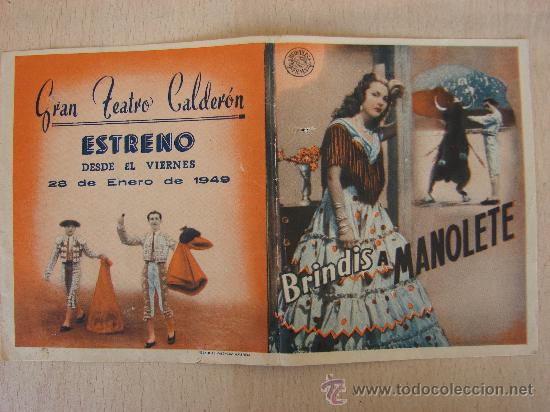 Cine: PROGRAMA DE CUNE ANTIGUO. BRINDIS A MANOLETE. 1949 - Foto 1