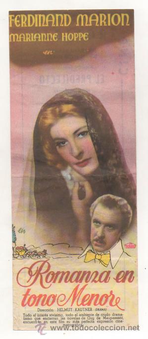 Folhetos de m&atilde;o de filmes antigos de cinema: ROMANZA EN TONO MENOR. CINE TROPICAL.