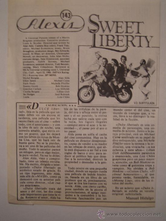 Folhetos de m&atilde;o de filmes antigos de cinema: dulce libertad - folleto de mano doble local estreno