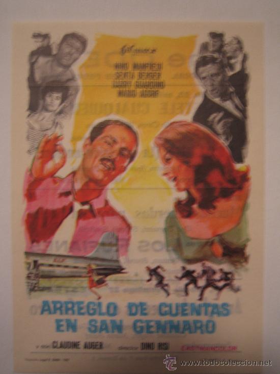 Folhetos de m&atilde;o de filmes antigos de cinema: folleto de mano - arreglo de cuentas en san gennaro manfredi filmax