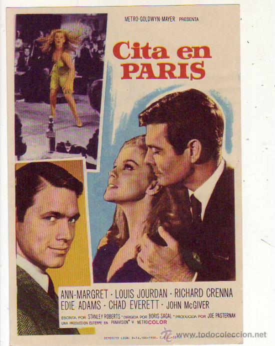 Folhetos de m&atilde;o de filmes antigos de cinema: cita en paris